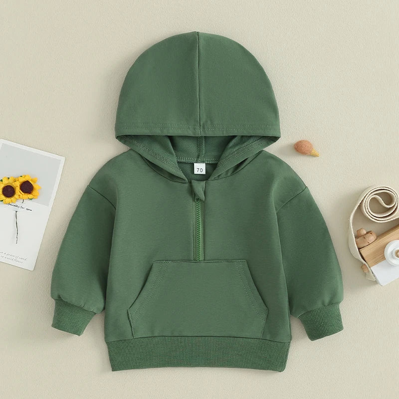 0-36M Infant Baby Hooded Sweatshirt Solid Color Long Sleeve Hoodie Pullovers For Toddler Boys And Girls Spring Fall Sweatshirt