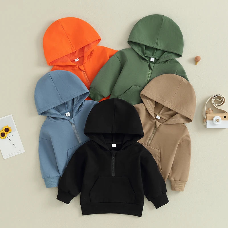 0-36M Infant Baby Hooded Sweatshirt Solid Color Long Sleeve Hoodie Pullovers For Toddler Boys And Girls Spring Fall Sweatshirt