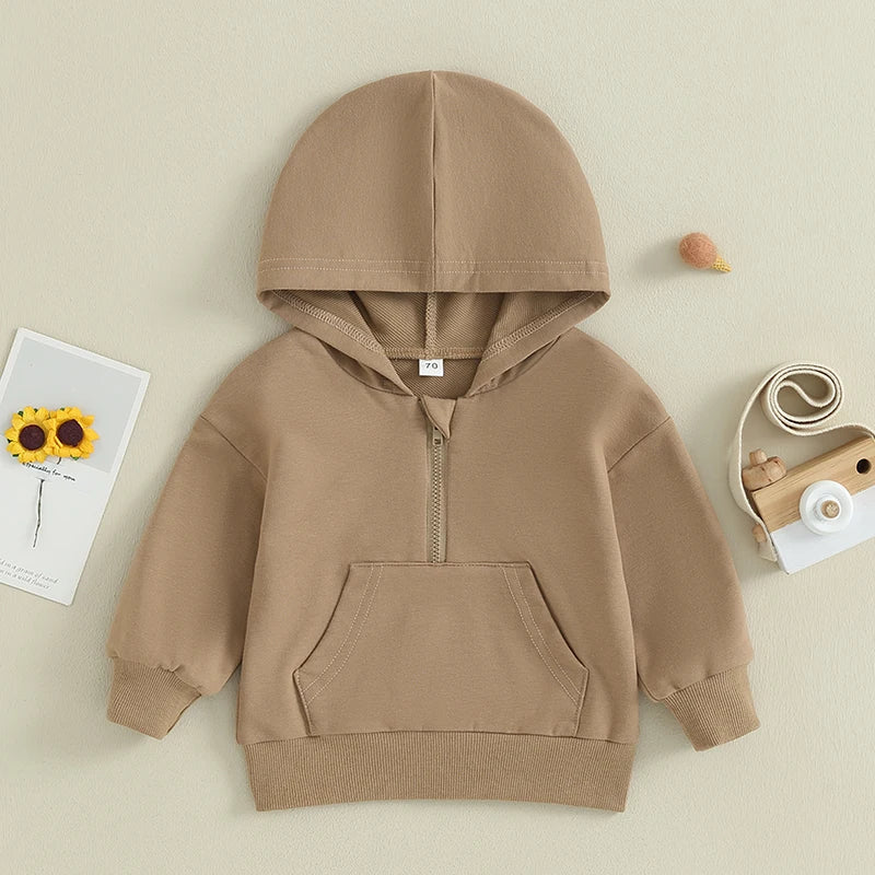 0-36M Infant Baby Hooded Sweatshirt Solid Color Long Sleeve Hoodie Pullovers For Toddler Boys And Girls Spring Fall Sweatshirt