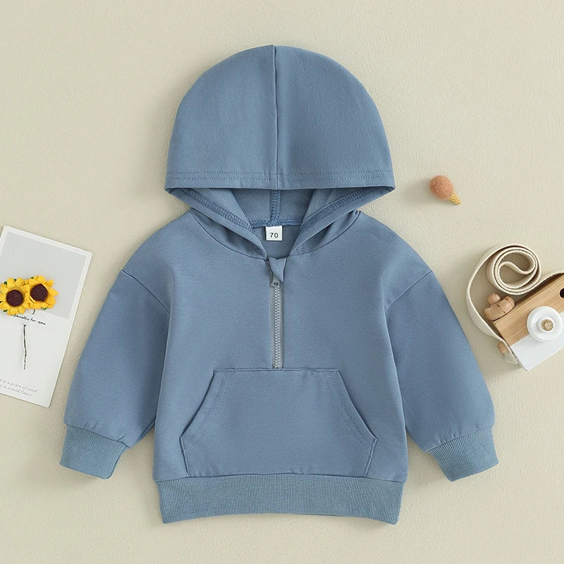 0-36M Infant Baby Hooded Sweatshirt Solid Color Long Sleeve Hoodie Pullovers For Toddler Boys And Girls Spring Fall Sweatshirt